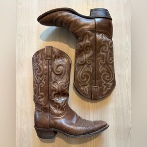 Vintage Justin Brown Leather Western Cowboy Riding Boots 1487  Sz 9D Made In USA